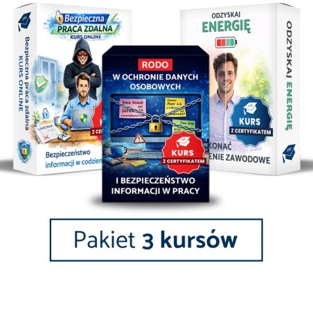 Pakiet kompleksowy 3 kursów - Wypalenie zawodowe + Bezpieczeństwo pracy zdalnej + RODO